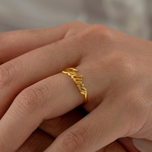 Personalisierter Silber Namens Ring | Individueller Buchstaben Ring 925 Silber 18K vergoldet |Minimalistisches Schmuck Muttertagsgeschenk