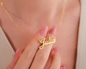 925 Sterling Silver 14K Gold Plated Delicate Name Necklace with Desired Name in Genuine 925 Sterling Silver or 14K Gold - Gift for Mom, Mother's Day Gift