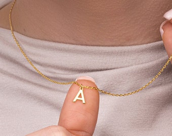 Initial Buchstaben Halskette Namenskette Personalisierter Initial Schmuck 925 Silber vergoldet Familienkette 585 Gold Muttertagsgeschenk