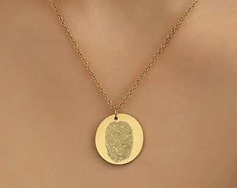 Gepersonaliseerde ketting met vingerafdrukhanger en gewenste gravure zilver, roségoud, 18K vergulde gepersonaliseerde ketting met gravure