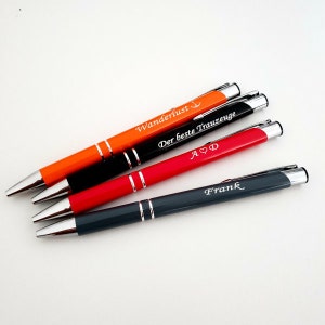 Metall Kugelschreiber mit Wunschgravur Textgravur Beschriftung von 1 bis 250 St. 8 Farben Versand aus Deutschland Muttertagsgeschenk Orange