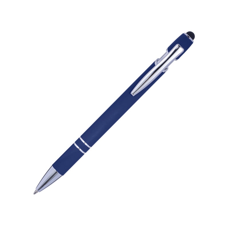 Metall Soft Touch Kugelschreiber mit Touch Pen Stylus Wunschgravur Textgravur Beschriftung Abteilung Personalisiert Muttertagsgeschenk Cobaltblue