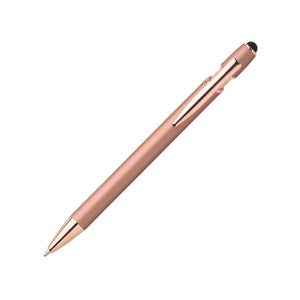 Stylo à bille en métal doux au toucher avec stylet tactile gravure personnalisée texte gravure département d'étiquetage cadeau personnalisé pour la fête des mères Roségold