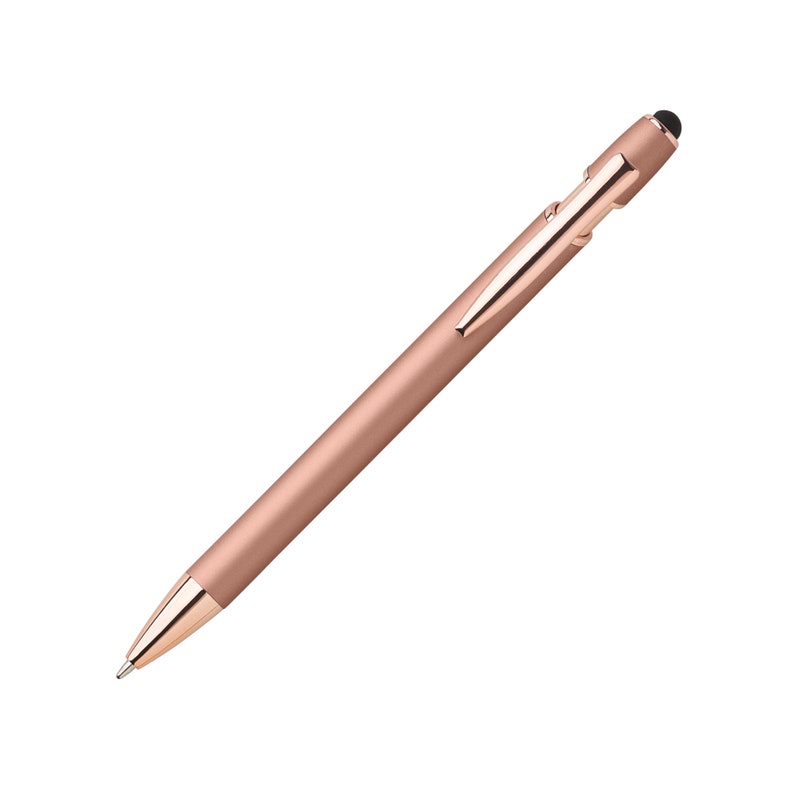 Metal Soft Touch Ballpoint Pen with Touch Pen Stylus Custom Engraving Text Engraving Labeling Department Personalized Mother's Day Gift Roségold