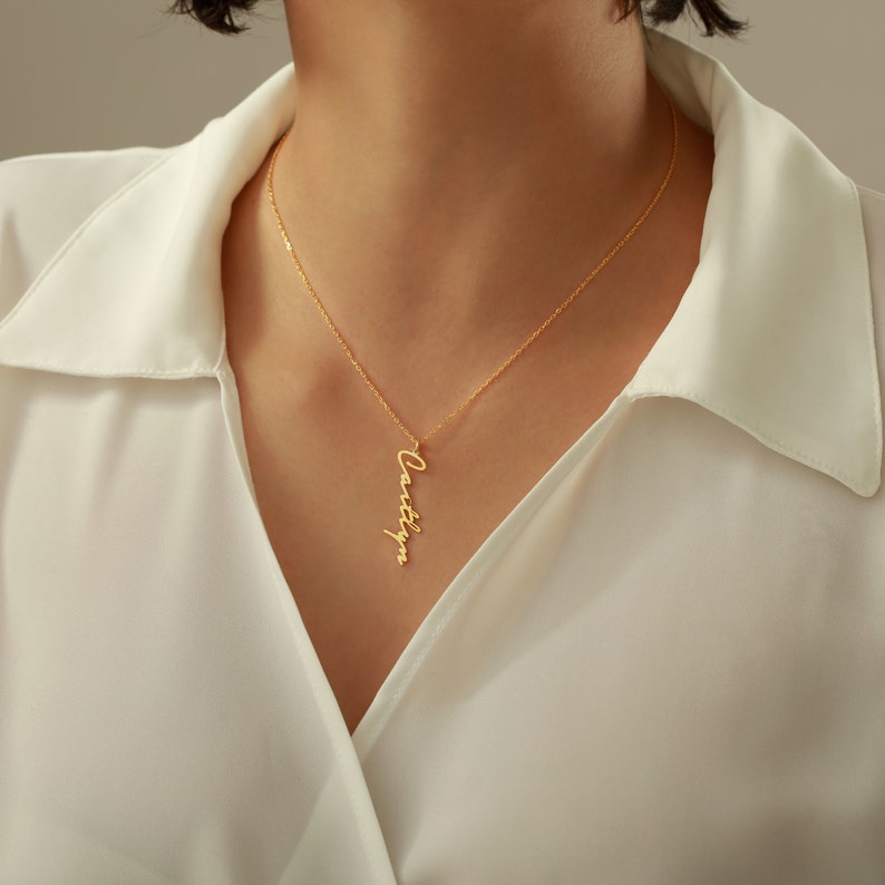 Sierlijke gepersonaliseerde naamketting met gewenste naam Naamketting 925 zilver of 14K goud en roos cadeau voor moeder Moederdag cadeau afbeelding 6