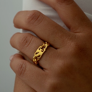 Anillo con letras cubanas - anillo con inicial de plata 925 - anillo de mujer, anillo de hombre, anillo con nombre, anillo con letras, regalo de hombre de mujer