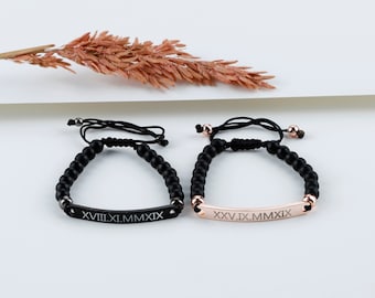 Personalisiertes Partnerarmband Wunschtext Gravur Armband für Paare Individuell Schmuck für Mann Frau Geschenk für Mama Muttertagsgeschenk