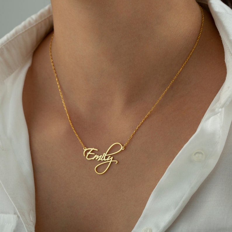 Sierlijke gepersonaliseerde naamketting met gewenste naam Naamketting 925 zilver of 14K goud en roos cadeau voor moeder Moederdag cadeau afbeelding 1