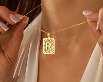 Initial Buchstaben Halskette Namenskette Personalisierter Initial Schmuck 925 Silber vergoldet Geschenk für Mama Muttertagsgeschenk