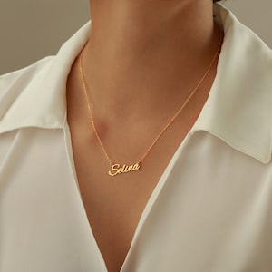 Zierliche Personaliserte Namenskette mit Wunschname Namen Halskette 925er Silber oder 14K Gold & Rose Geschenk für Mama Muttertagsgeschenk Bild 4