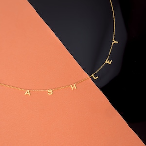Buchstaben Namenskette Halskette Personalisierter Initial Schmuck 925 Silber vergoldet Halskette Personalisiert Muttertagsgeschenk Bild 8
