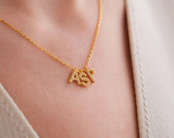 Side Name Necklace - Initial Necklace - Personalized Letter Necklace - Mother Gifts - Gifts for Her- Birthday Gift -  Christmas Gift