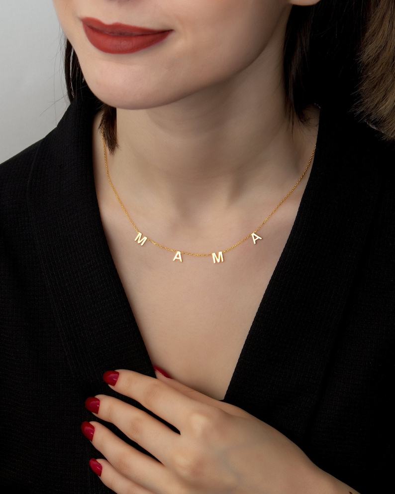 Buchstaben Namenskette Halskette Personalisierter Initial Schmuck 925 Silber vergoldet Halskette Personalisiert Muttertagsgeschenk Bild 3