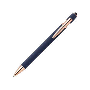 Stylo à bille en métal doux au toucher avec stylet tactile gravure personnalisée texte gravure département d'étiquetage cadeau personnalisé pour la fête des mères Blau