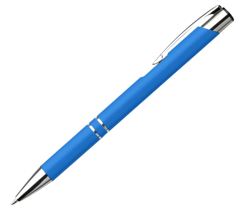 Metall Kugelschreiber mit Wunschgravur Textgravur Beschriftung von 1 bis 250 St. 8 Farben Versand aus Deutschland Muttertagsgeschenk Blau