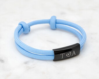 Bracciale da uomo, bracciale da donna - bracciale in corda da vela personalizzato - incisione desiderata - bracciale surfista - bracciale partner - bracciale con incisione