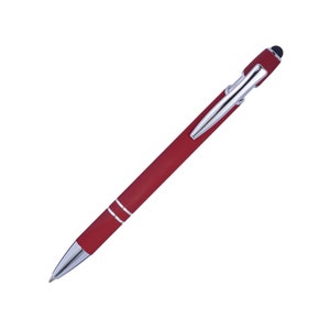 Metall Soft Touch Kugelschreiber mit Touch Pen Stylus Wunschgravur Textgravur Beschriftung Abteilung Personalisiert Muttertagsgeschenk Rot