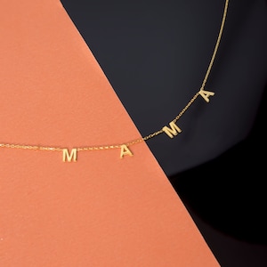 Buchstaben Namenskette Halskette Personalisierter Initial Schmuck 925 Silber vergoldet Halskette Personalisiert Muttertagsgeschenk Bild 4