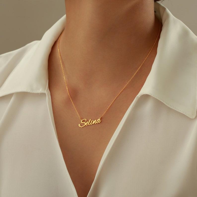 Personalized Gold Name Necklace, Custom Tiny Name Necklace, Dainty Name Necklace, 925 Silver, Gold Plated, Rose Gold Valentins Day Gift zdjęcie 3