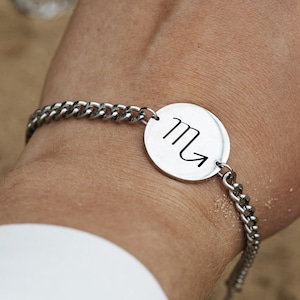 Personalized plate bracelet with zodiac sign engraving made of stainless steel Engraved bracelet Name bracelet Engraved bracelet Mother&#39;s Day gift