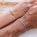 Personalized Silver Partner Bracelet, Handmade Love Knot Engraved Bracelet for Couples, Man and Woman, Christmas Gift product logo