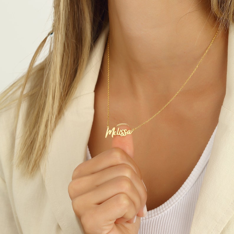 925 silver or 14K gold name necklace with desired name made of real 925 silver or 14K gold in 3 colors gift for mom Mother's Day gift image 8