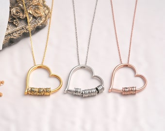 Hart familieketting naamketting | 925 zilver 14K goud | maximaal 5 gewenste naamhanger cadeau voor mama familieketting Moederdagcadeau