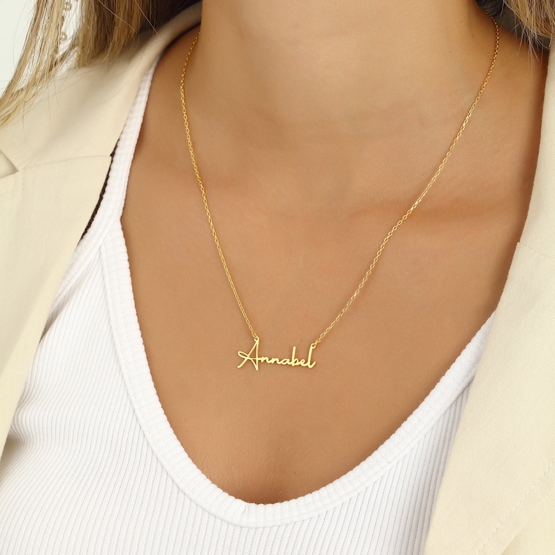 925 zilveren of 14K gouden naamketting met gewenste naam gemaakt van echt 925 zilver of 14K goud in 3 kleuren cadeau voor mama Moederdag cadeau afbeelding 3