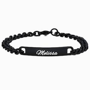 Personalized Engraved Black Men&#39;s Stainless Steel Bracelet Engraved Bracelet for Couples Man and Woman Father&#39;s Day Dad Valentine&#39;s Day Gift