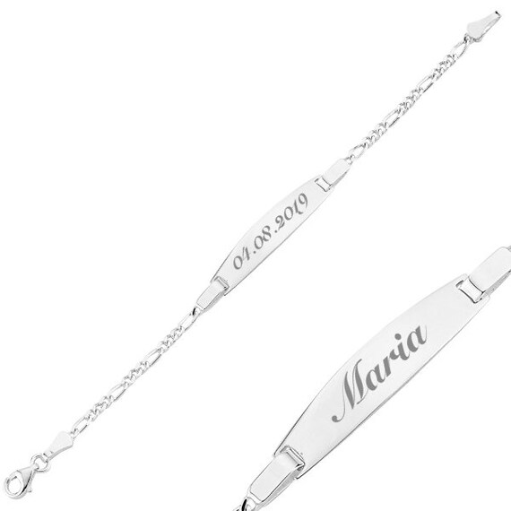 Bracciale In Argento 925 Per Neonati E Bambini – Incisione Fronte/Retro Gratuita – Lunghezza Regolabile 11-16 Cm, Confezione Regalo
