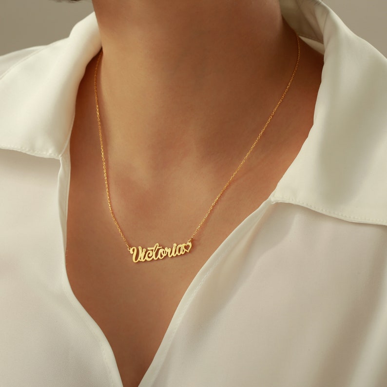14K Gold Plated Delicate Name Necklace with Desired Name Personalized Necklace Gift for Mom Christmas Gift image 7