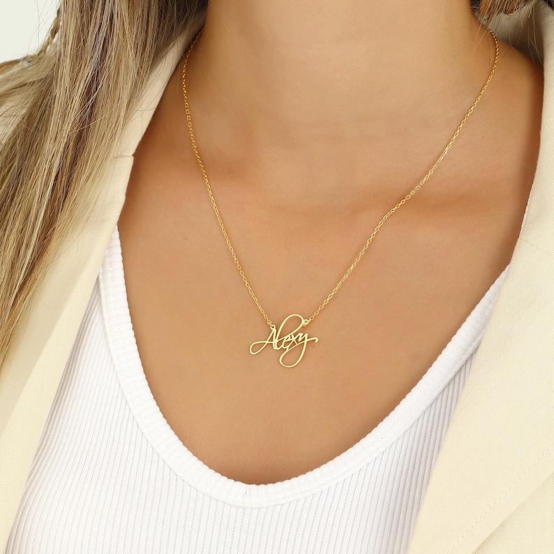 925 zilveren of 14K gouden naamketting met gewenste naam gemaakt van echt 925 zilver of 14K goud in 3 kleuren cadeau voor mama Moederdag cadeau afbeelding 4