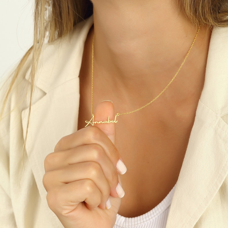 925 zilveren of 14K gouden naamketting met gewenste naam gemaakt van echt 925 zilver of 14K goud in 3 kleuren cadeau voor mama Moederdag cadeau afbeelding 1