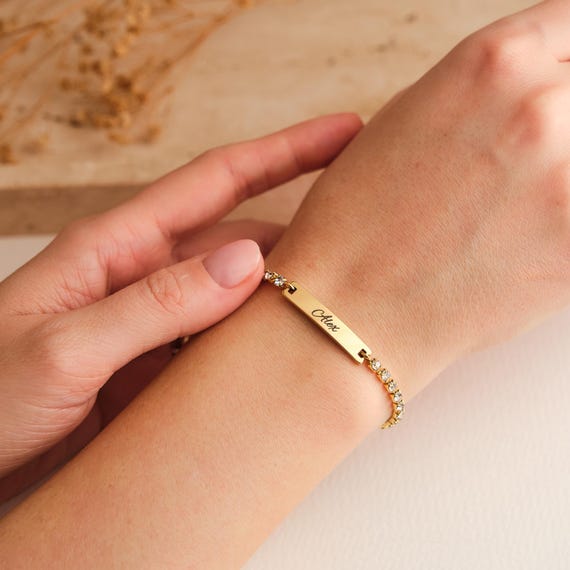 Bracciale personalizzato 2-7 pietre di nasca rettangolari a zig-zag con zircone Gioielli raffinati Regalo di compleanno per la festa della mamma per le donne - CALLIE