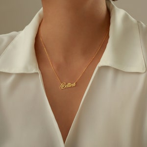 14K Gold Plated Delicate Name Necklace with Desired Name Personalized Necklace Gift for Mom Christmas Gift image 4
