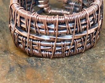 Double band wire wrapped ring, twisted wire weave, men’s ring, copper ring, wire wrapped ring, unisex ring, wedding band, anniversary ring