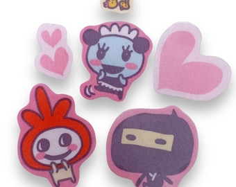 Y2K Tamagotchi Charakter Bügelbild Set