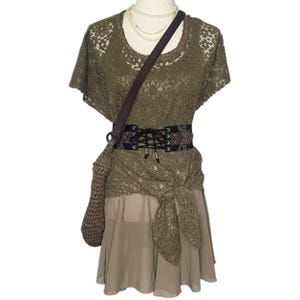 Mori Kei Axes Femme Mori Girl Layered Knit Fairy Top Sz M