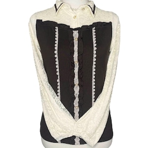 Mori Kei Axes Femme Lace Long Sleeve Blouse Sz S/M