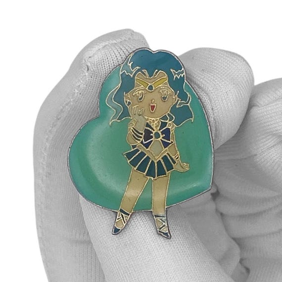 Vintage 90s Sailor Moon Enamel Pin - Sailor Neptune Heart