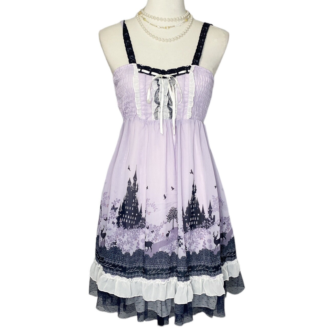 Y2K 2000s Japan Brand Axes Femme Lavender Woodland 2way Dress Sz S
