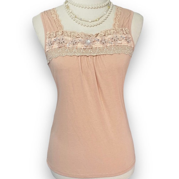 Y2K 2000s Japan Axes Femme Coquette Peach Tank To… - image 1