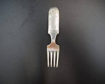Vintage Mickey and Minnie Mouse Toddler Fork Silverware Walt Disney Fairfield Silverplate 1930's