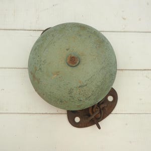 Antique  Victorian Brass Mechanical Bell with Ringer Cast Iron Back