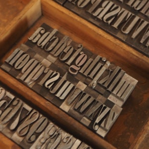 Vintage Letterpress Upper and Lower Case Numbers and Punctuation Type Set Block Letters