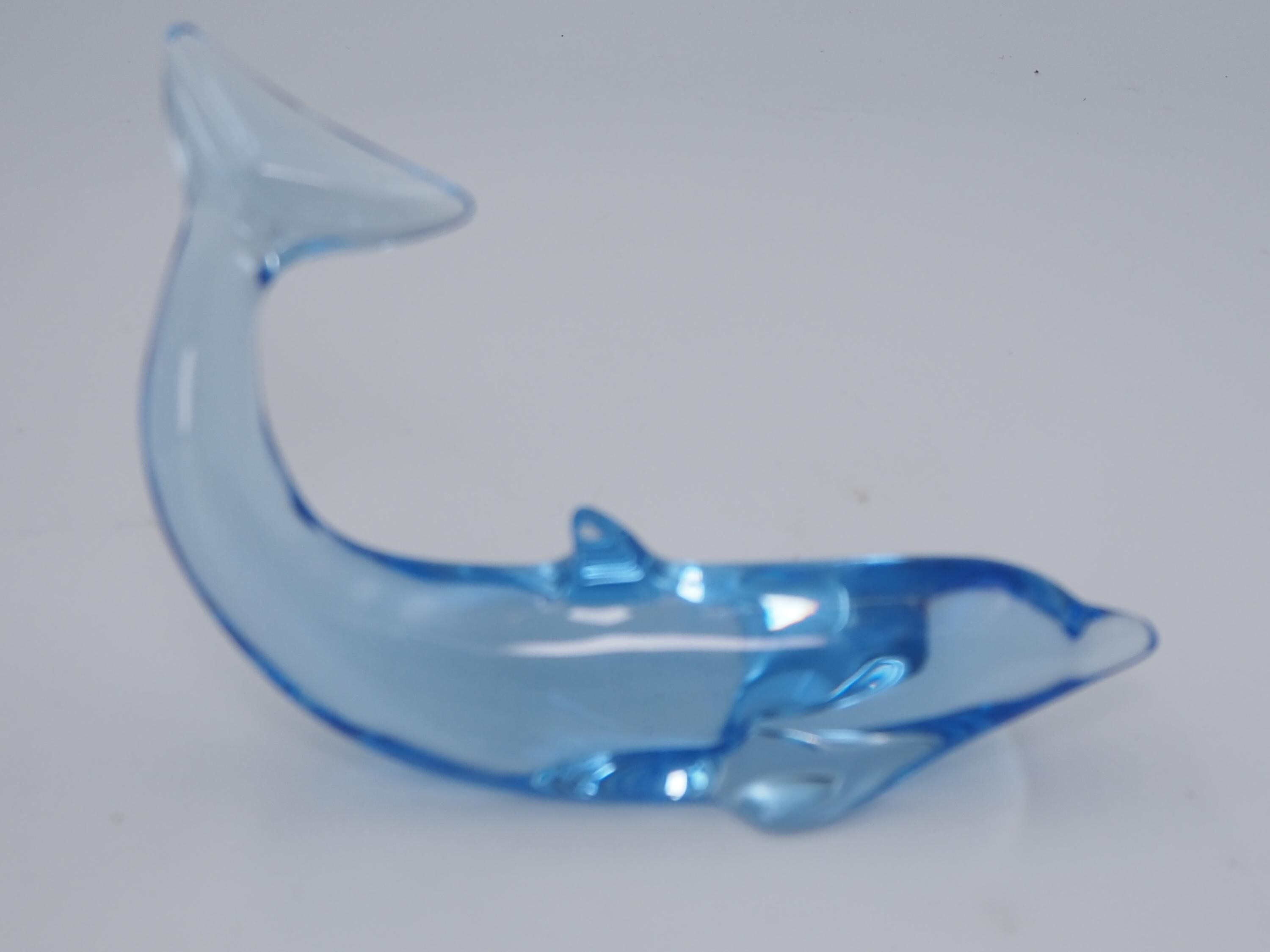 Baccarat Crystal Blue Dolphins Diving and Tail up Sold Separately