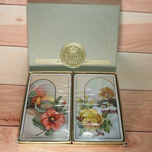 Vintage Sealed Riviera  Gold Gilt Edged Playing Cards with Seal and Tax Stamp Bridge Deck  Boxed Set Collectible Cards