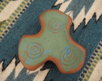 Vintage Ceramic Rattle, Hand Made Triskelion Percussion Toy