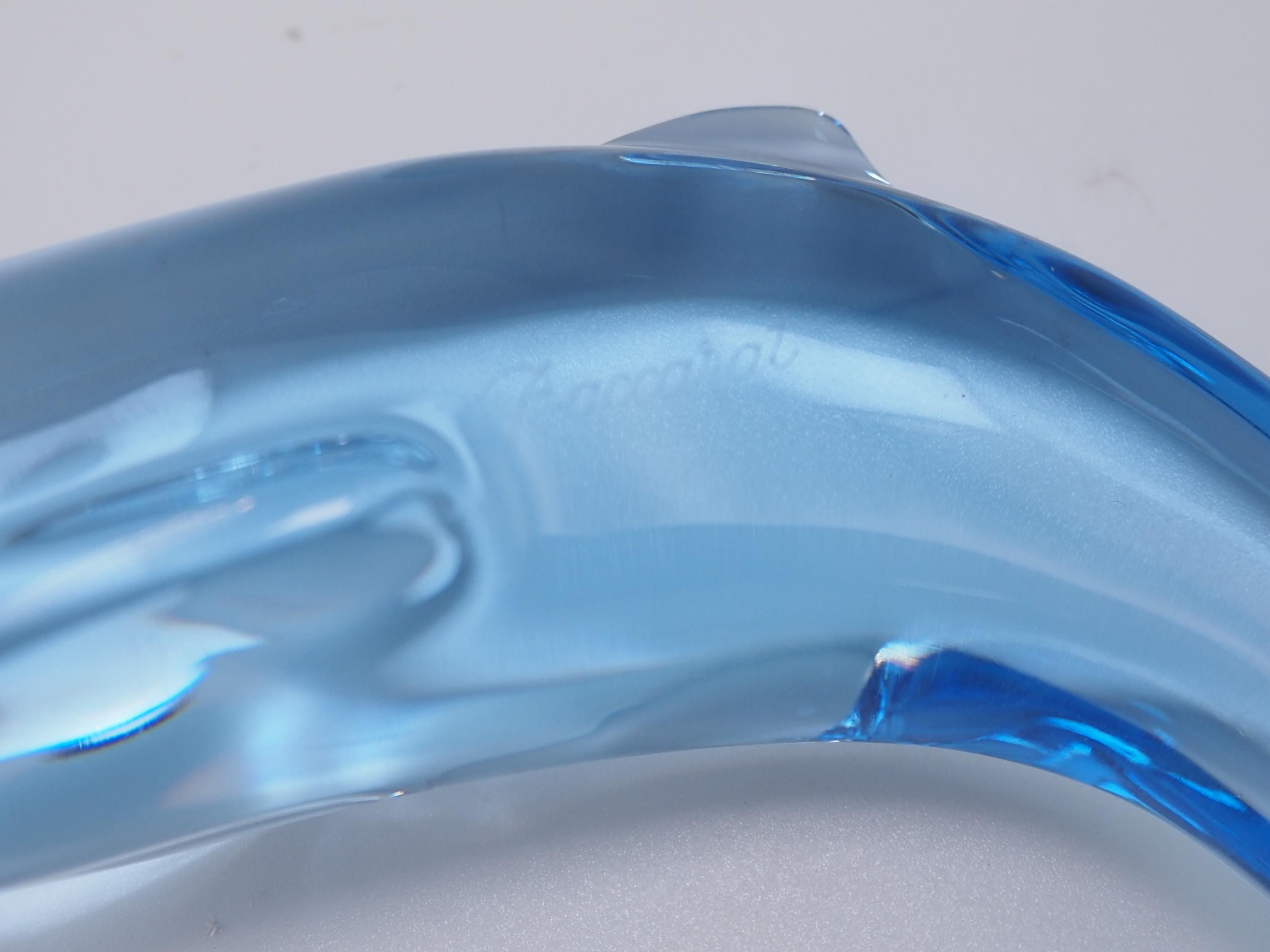 Baccarat Crystal Blue Dolphins Diving and Tail up Sold Separately