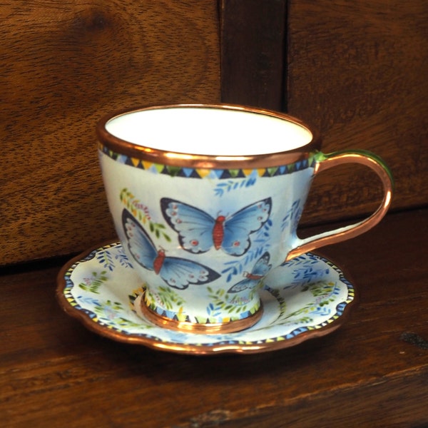 Vintage Charlotte di Vita Hand Painted Miniature Cup and Saucer Edition No. 640